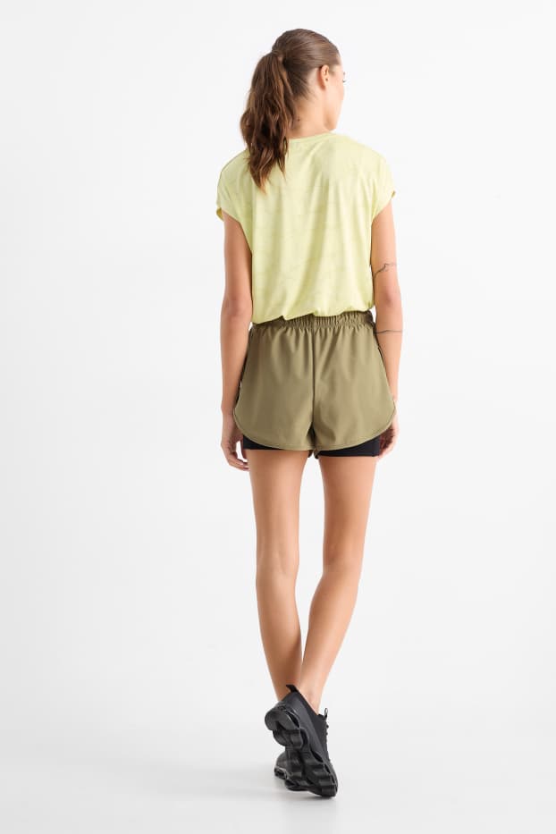 Women - Technical shorts - 4 Way Stretch - 2-in-1 look - green