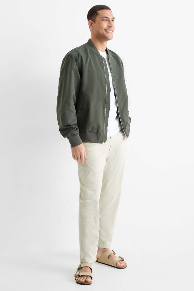 Pánské - Kalhoty chino - tapered fit - krémově bílá