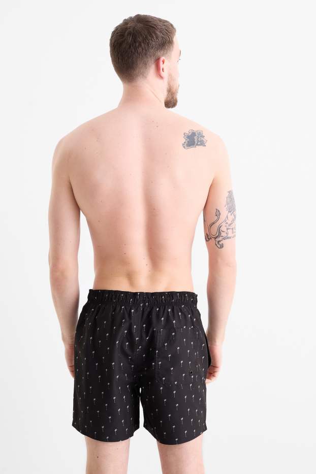 Herren - Badeshorts - gemustert - schwarz
