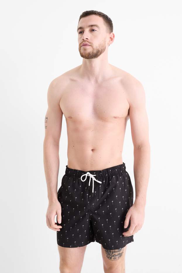 Herren - Badeshorts - gemustert - schwarz