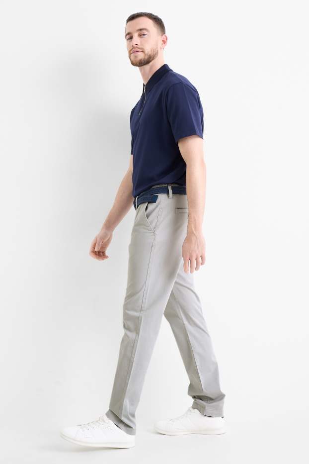 Pánské - Kalhoty chino s páskem - regular fit - světle šedá
