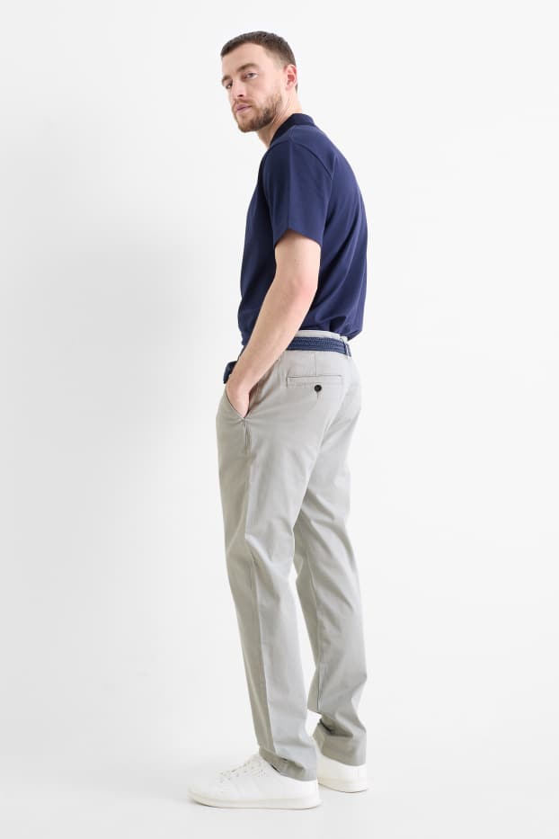 Pánské - Kalhoty chino s páskem - regular fit - světle šedá