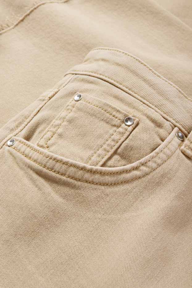 Dámské - Krátké wide leg jeans - mid waist - taupe