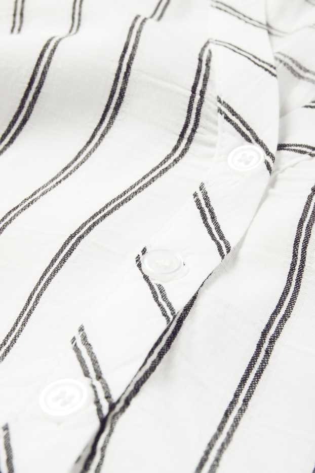 Women - V-neck blouse - striped - white / black