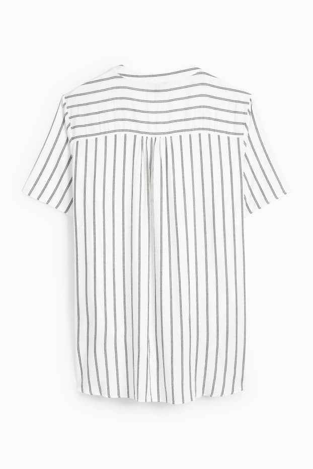 Women - V-neck blouse - striped - white / black
