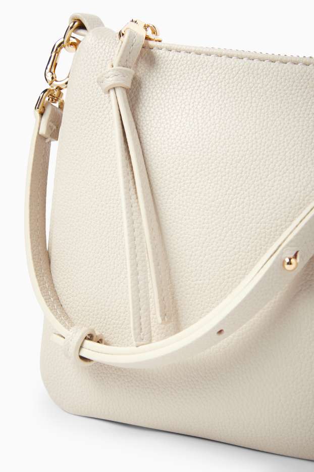 Dames - Schoudertas met afneembare draagriem - imitatieleer - licht beige