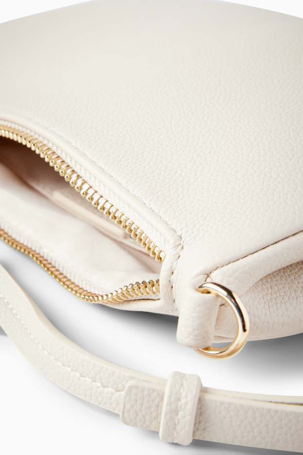 Dames - Schoudertas met afneembare draagriem - imitatieleer - licht beige