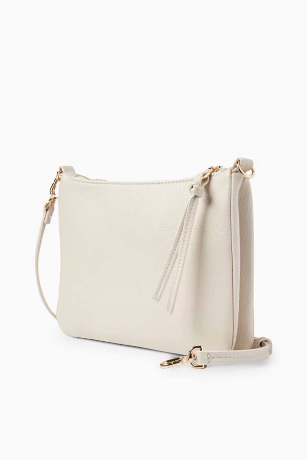 Dames - Schoudertas met afneembare draagriem - imitatieleer - licht beige