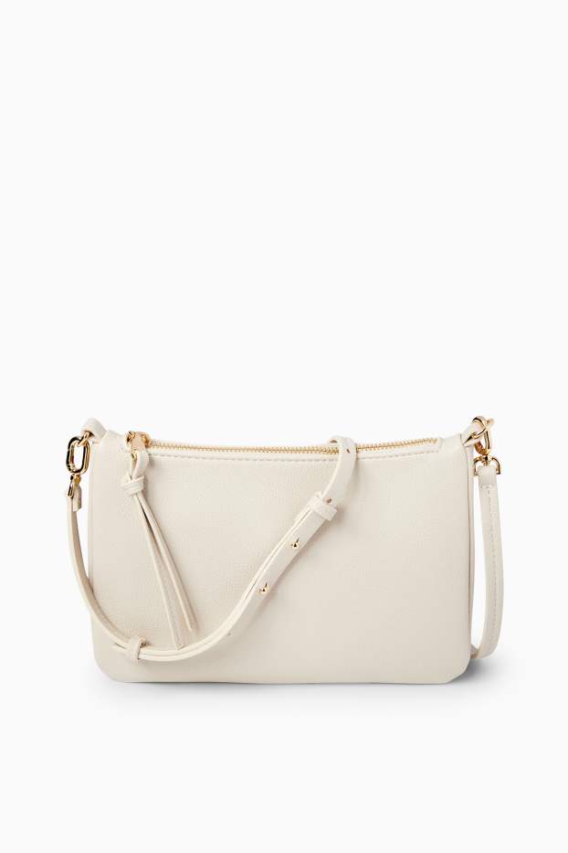 Dames - Schoudertas met afneembare draagriem - imitatieleer - licht beige