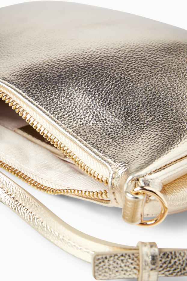 Women - Crossbody bag with detachable bag strap - faux leather - gold