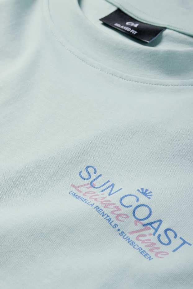 Pánské - Tričko - relaxed fit - světle tyrkysová