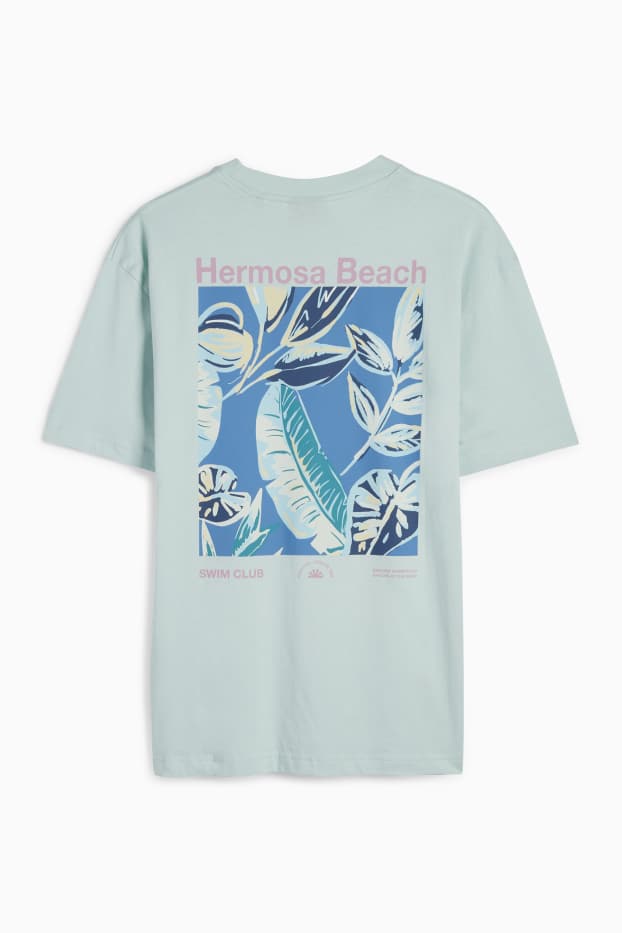 Pánské - Tričko - relaxed fit - světle tyrkysová