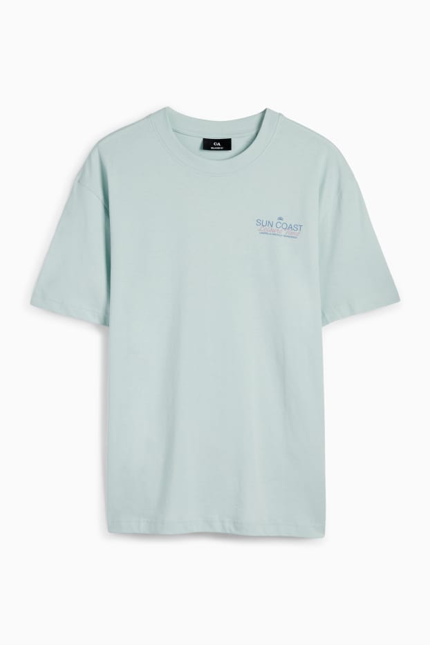 Pánské - Tričko - relaxed fit - světle tyrkysová