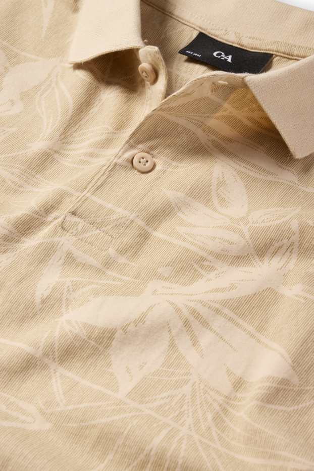 Men - Polo shirt - patterned - light beige