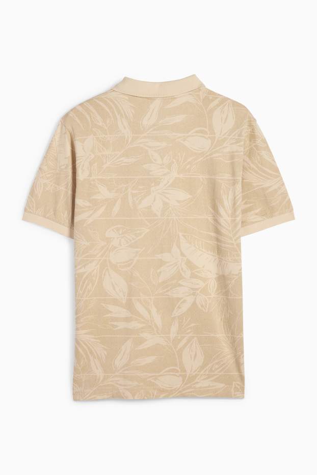 Men - Polo shirt - patterned - light beige