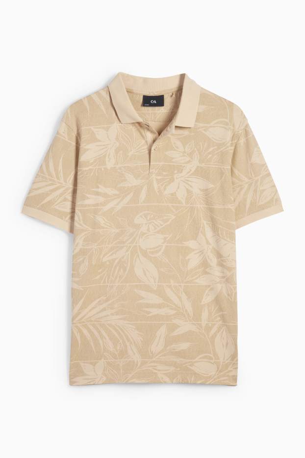 Men - Polo shirt - patterned - light beige