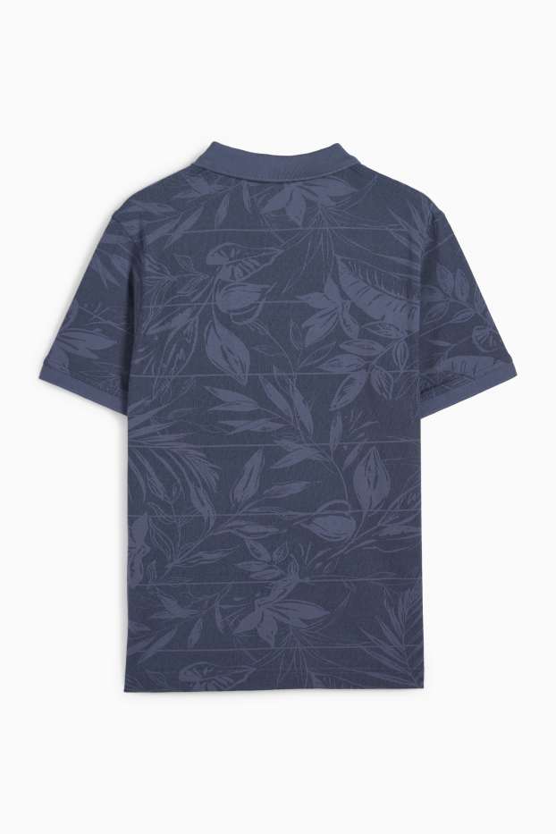 Hommes - Polo - à motif - bleu foncé