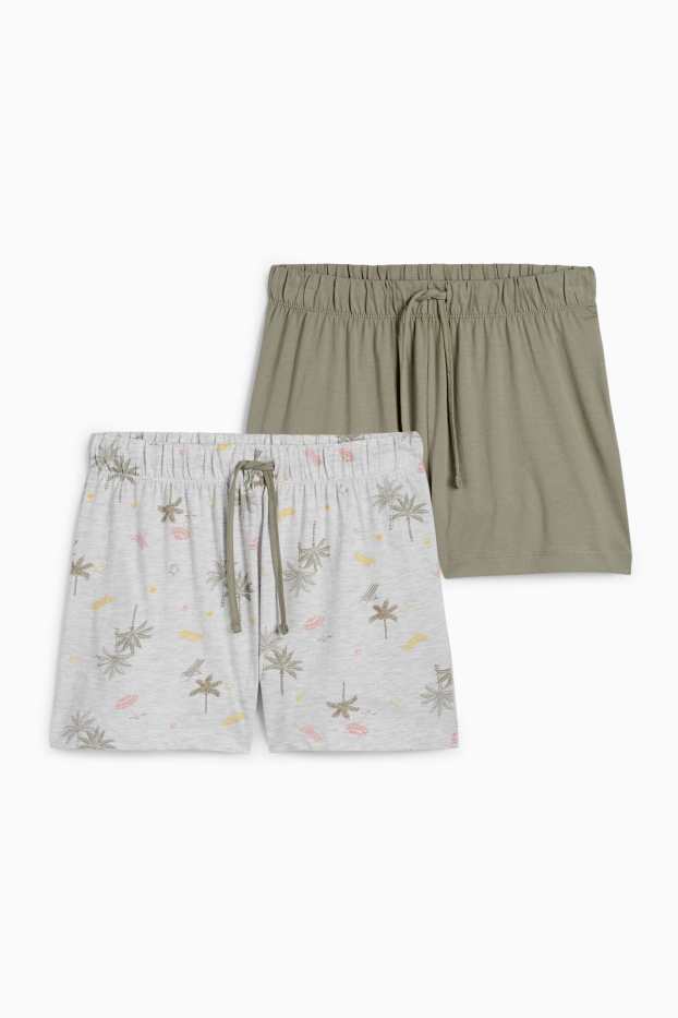 Donna - Confezione da 2 - shorts pigiama - grigio chiaro melange