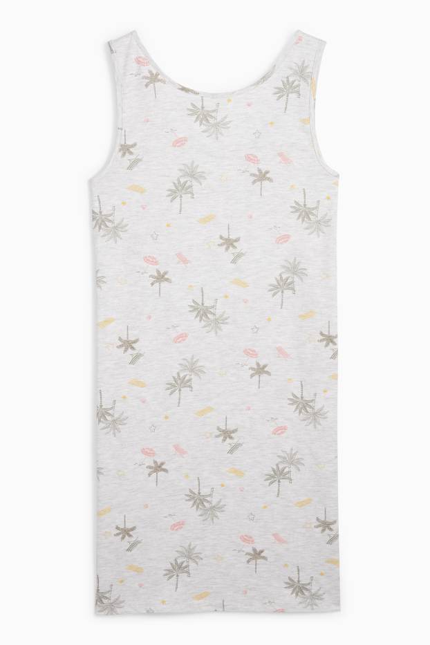 Women - Nightdress - patterned - light gray-melange