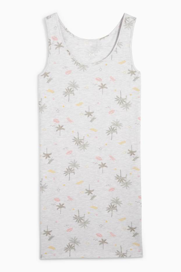 Women - Nightdress - patterned - light gray-melange