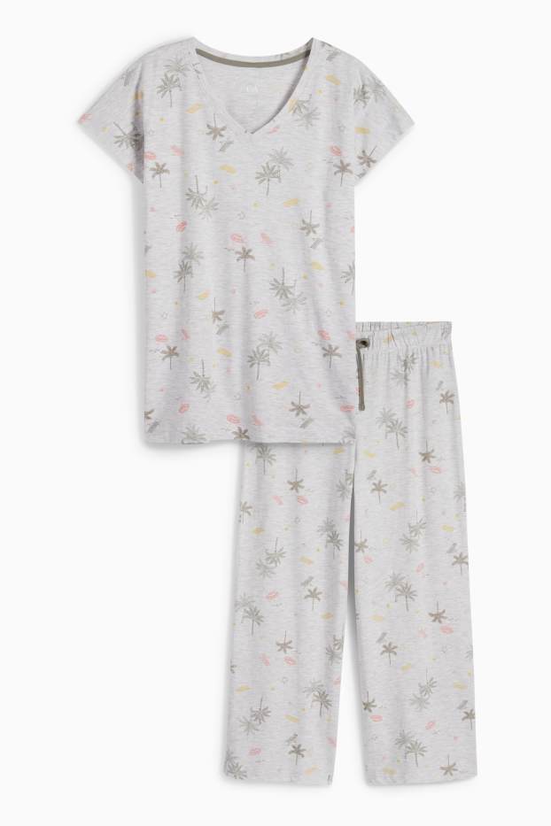 Femmes - Pyjama - à motif - gris clair chiné