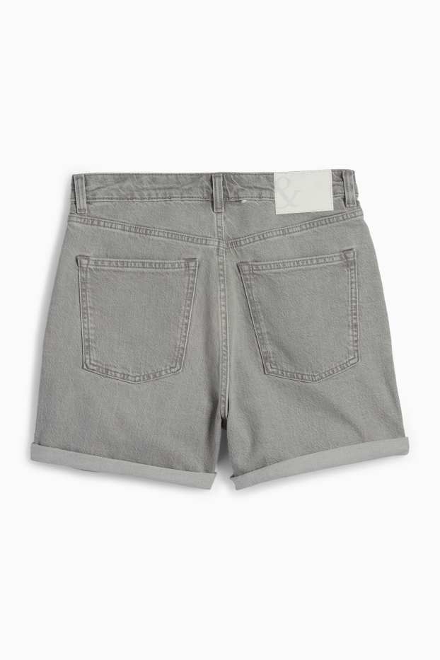 Dames - Mom short - high waist - LYCRA® - jeanslichtgrijs