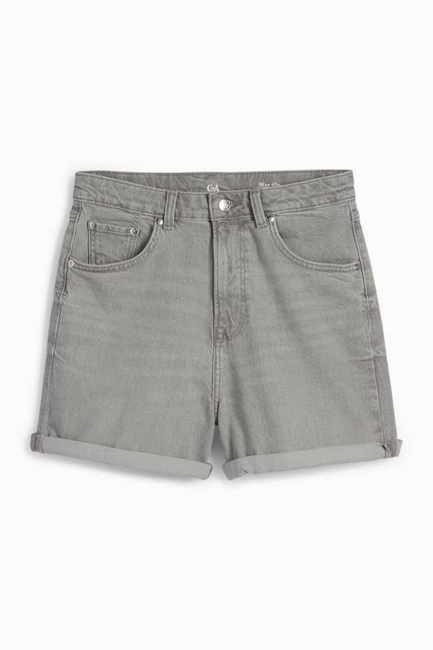 Dames - Mom short - high waist - LYCRA® - jeanslichtgrijs