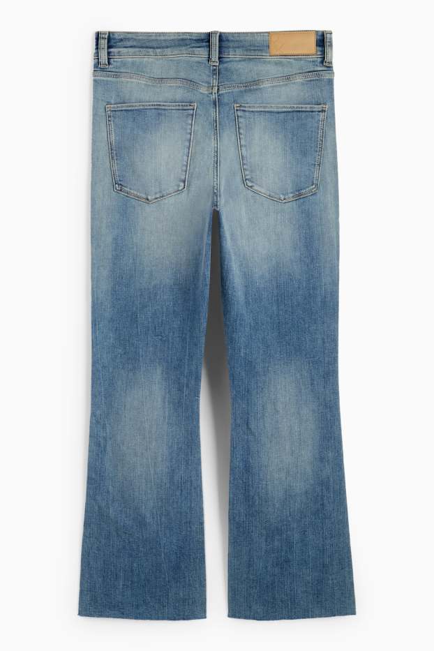 Dames - Korte bootcut jeans - mid waist - jeanslichtblauw