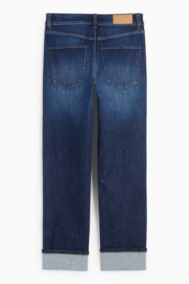 Damen - Crop Straight Jeans - Mid Waist - LYCRA® - dunkeljeansblau