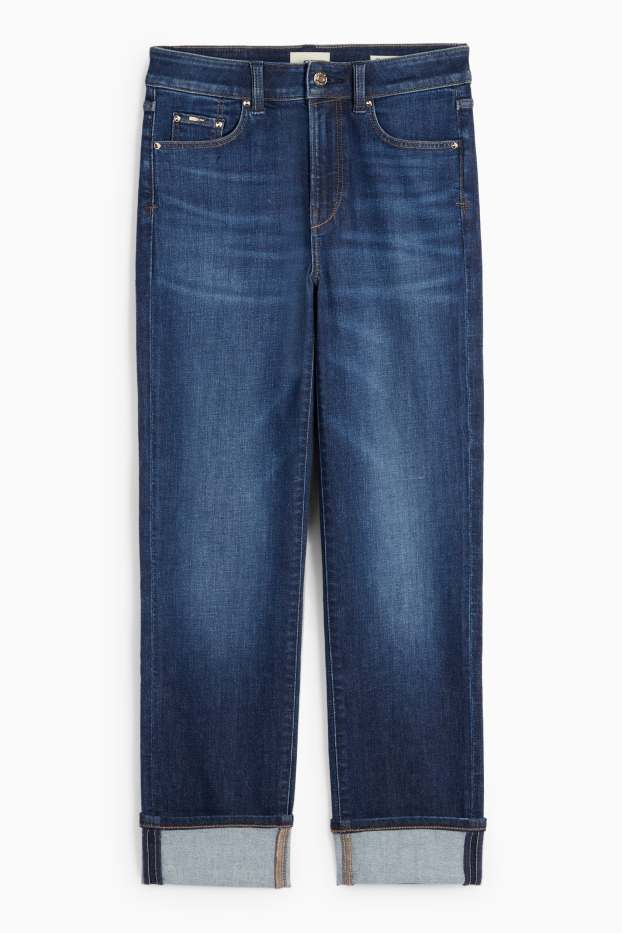 Damen - Crop Straight Jeans - Mid Waist - LYCRA® - dunkeljeansblau