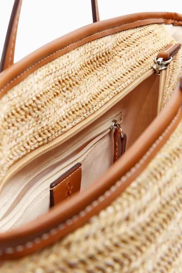 Femmes - Grand cabas en paille - beige