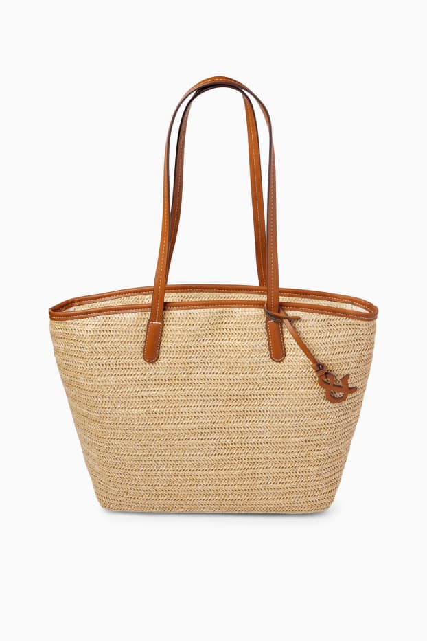 Femmes - Grand cabas en paille - beige