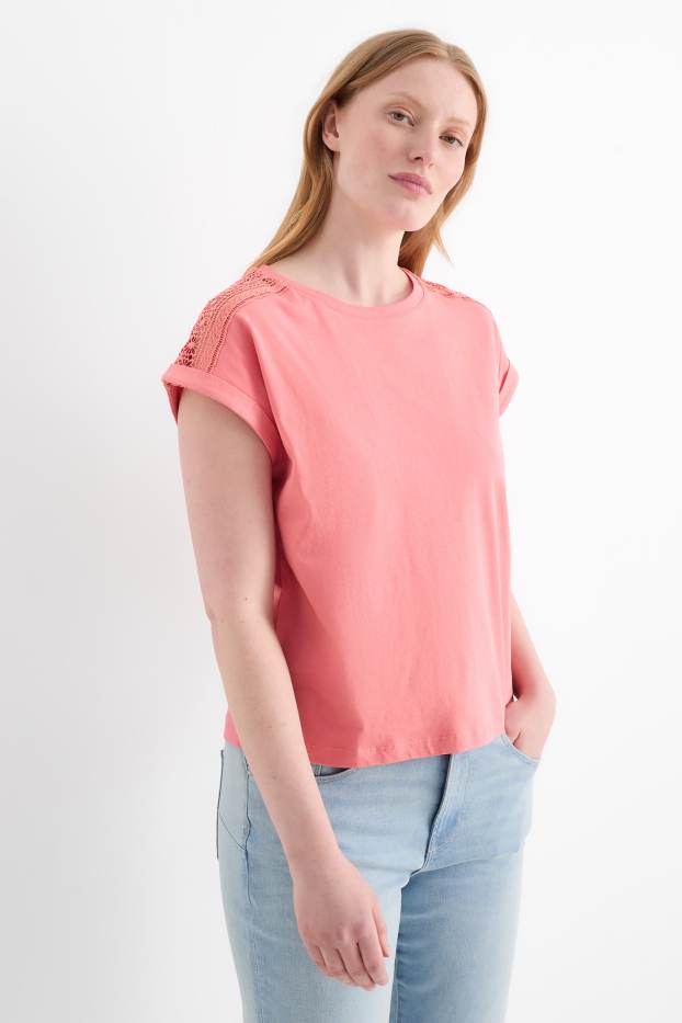 Dámské - Tričko - regular fit - růžová