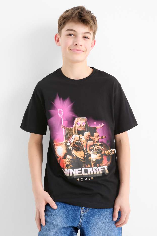 Kinder Buben - Minecraft - Kurzarmshirt - schwarz