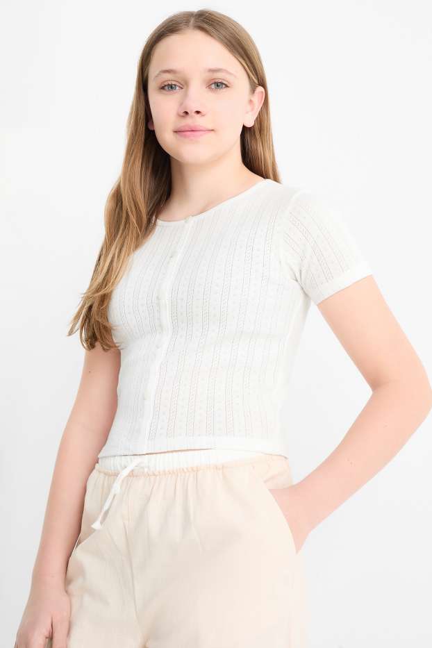 Bambine - T-shirt - a coste - bianco