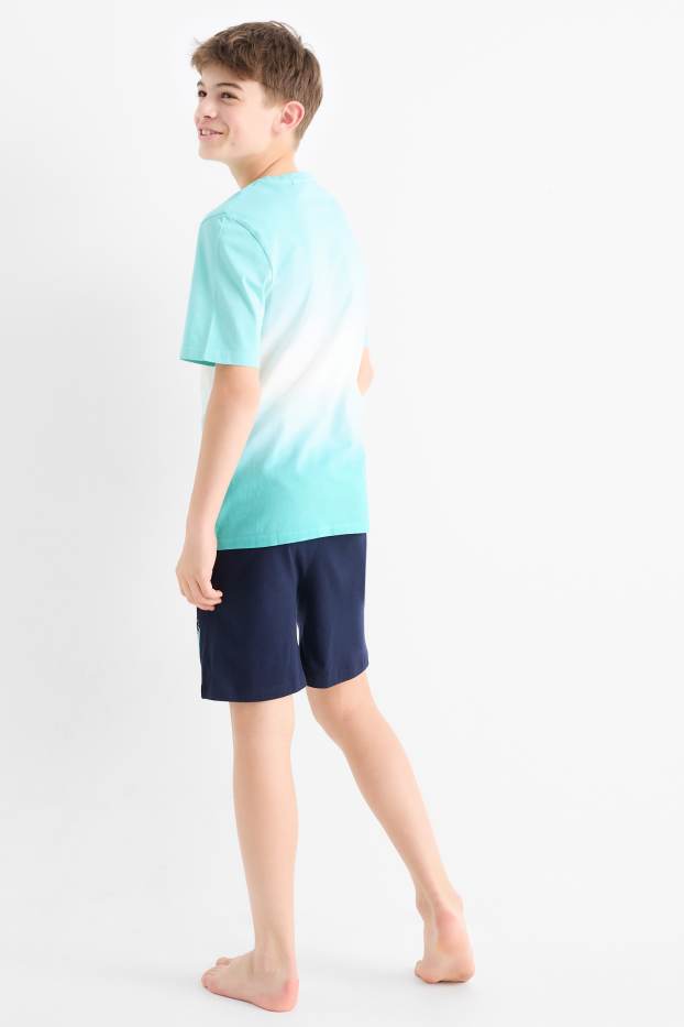 Kinder Buben - Gaming - Shorty-Pyjama - 2 teilig - türkis