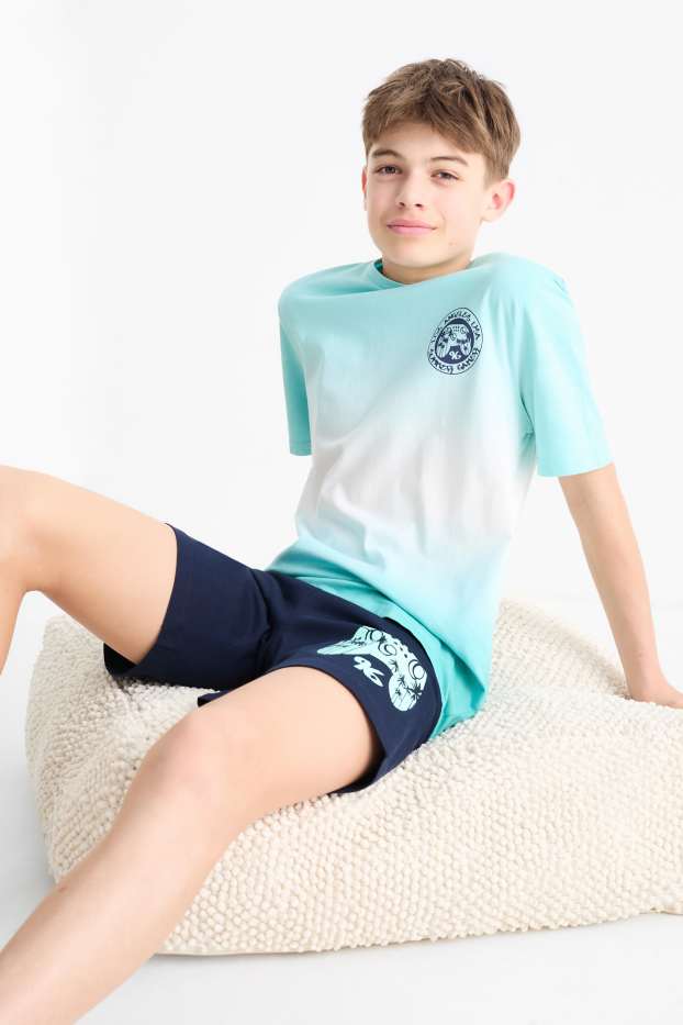 Kinder Buben - Gaming - Shorty-Pyjama - 2 teilig - türkis