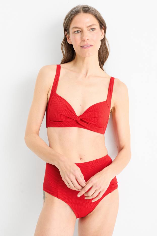Kobiety - Góra od bikini z supełkiem - LYCRA® XTRA LIFE™- wyściełana - czerwony