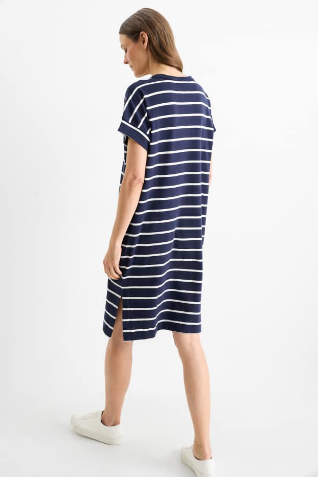 Mujer - Vestido estilo camiseta - de rayas - azul oscuro
