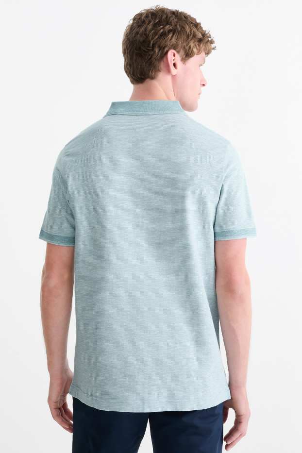 Hommes - Polo - regular fit - à rayures - turquoise