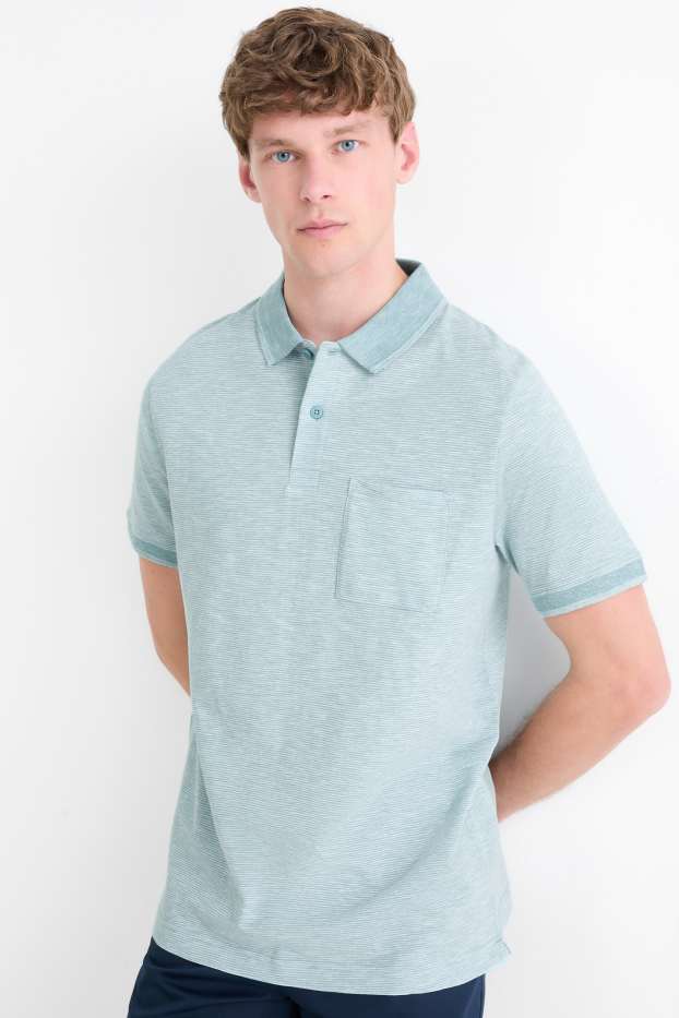 Hommes - Polo - regular fit - à rayures - turquoise