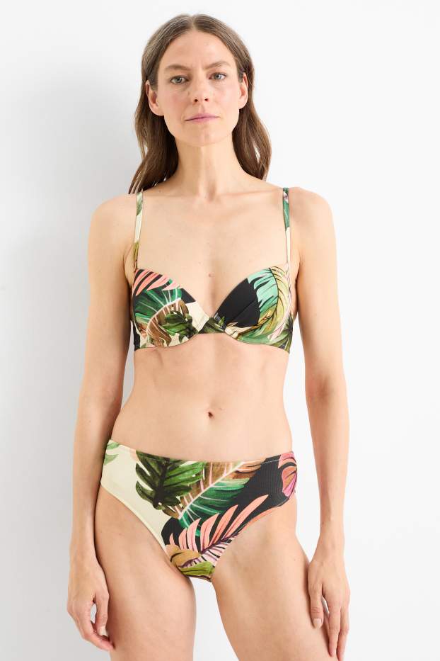 Women - Bikini bottoms - mid-rise waist - LYCRA® XTRA LIFE™ - patterned - green