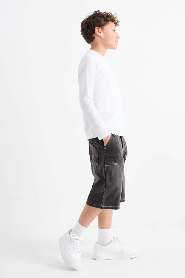 Děti - chlapci - Džínové bermudy - džíny - tmavošedé