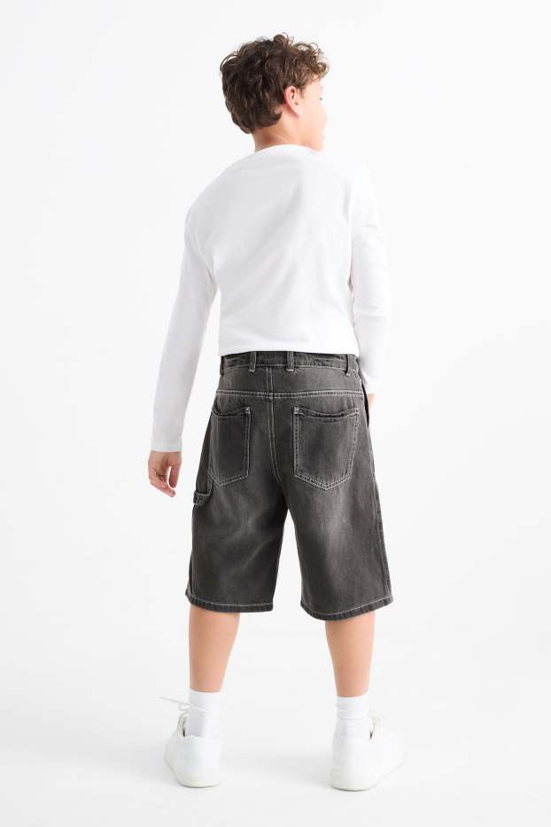 Děti - chlapci - Džínové bermudy - džíny - tmavošedé