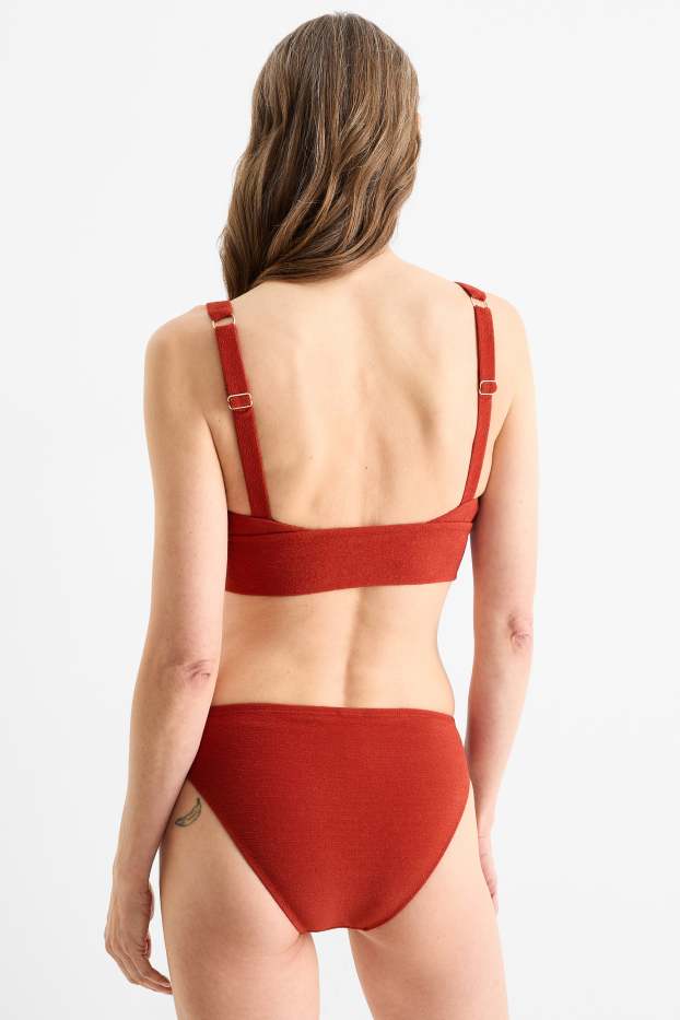 Femei - Chiloți bikini - talie medie - LYCRA® XTRA LIFE™ - structurați - vișiniu