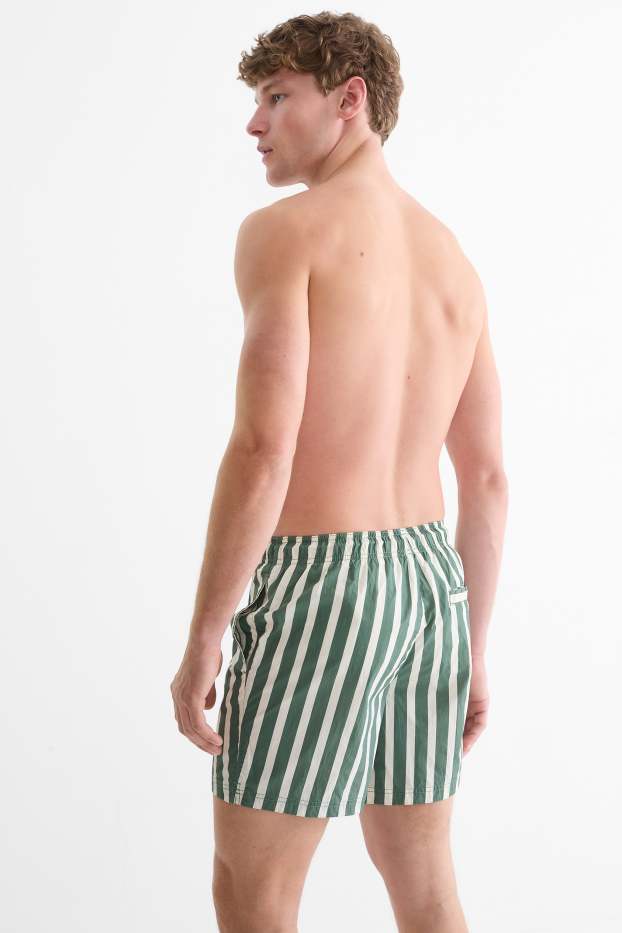 Men - Swim shorts - striped - green
