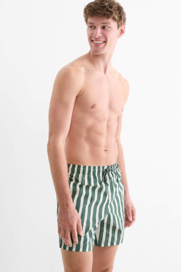 Men - Swim shorts - striped - green