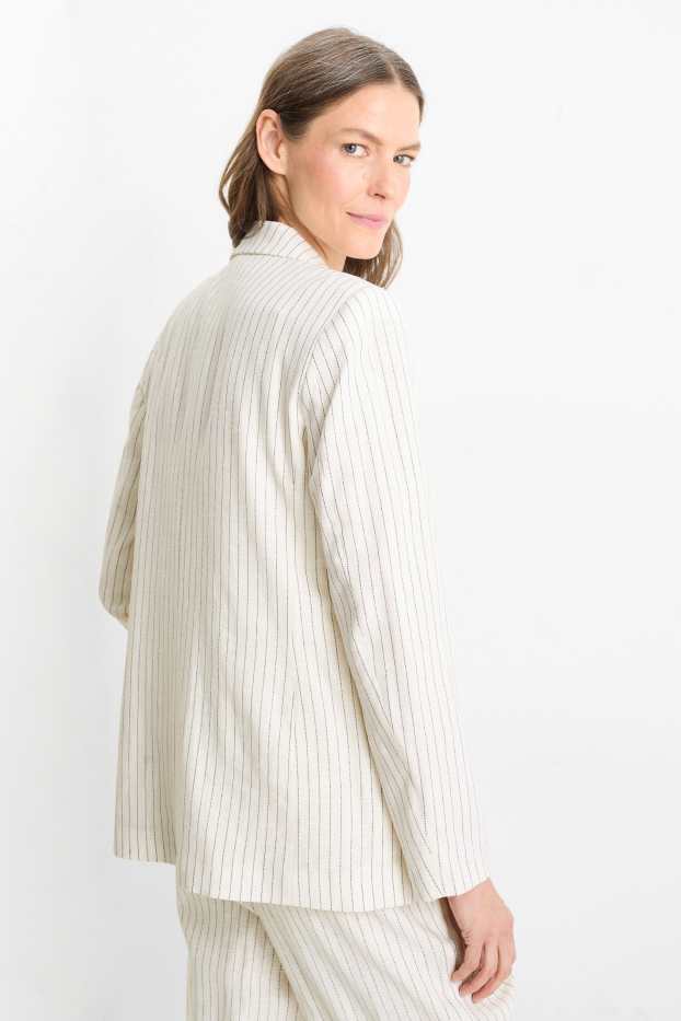 Femei - Blazer office - relaxed fit - amestec de in - dungi fine - alb-crem