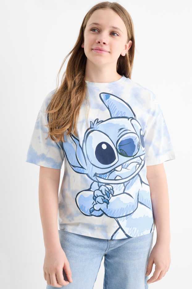 Enfants filles - Lilo & Stitch - T-shirt - à motif - blanc / bleu clair