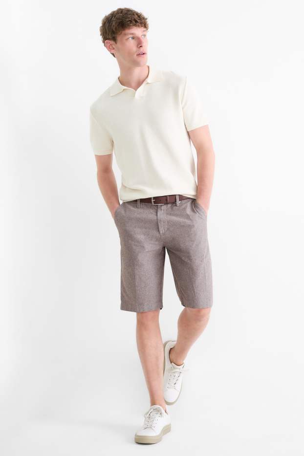 Herren - Shorts mit Leinen-Anteil - grau